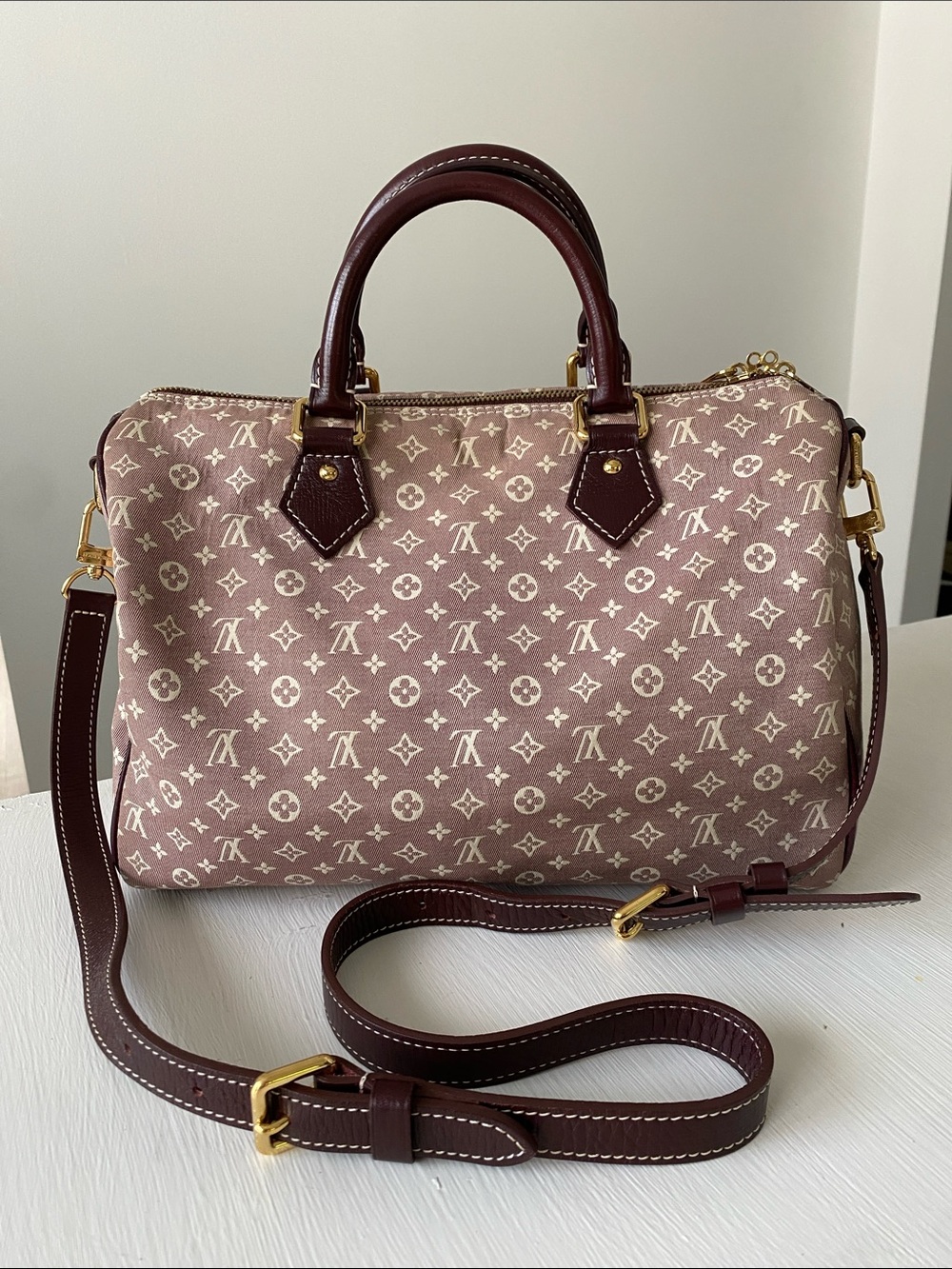 Louis Vuitton Burgundy Idylle Sepia Speedy Bandolier 30 Monogram Bag with COA - Picture 4 of 17